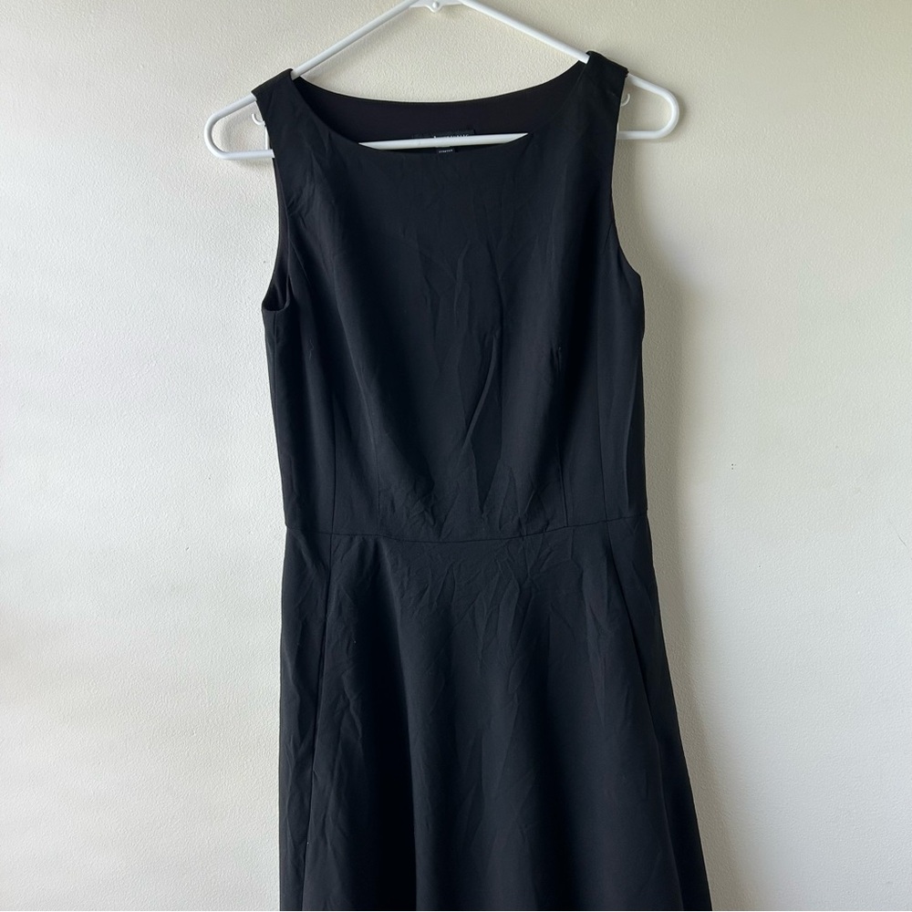 Banana Republic Wool Midi A-line Swing Black Dress Sleeveless Classic LBD 6 S - Picture 3 of 11